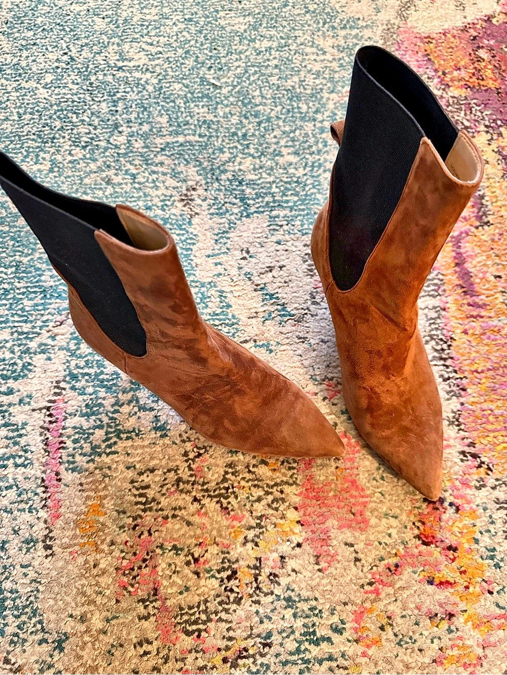 Ann Taylor Suede Kitten Heel Bootie Brown & Black US 6.5
